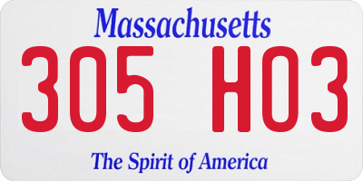 MA license plate 305HO3