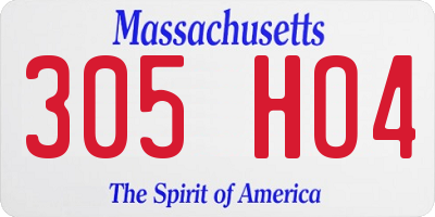MA license plate 305HO4