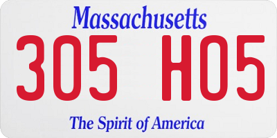 MA license plate 305HO5