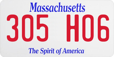 MA license plate 305HO6