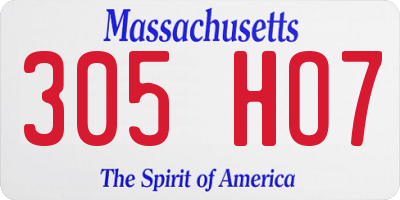 MA license plate 305HO7