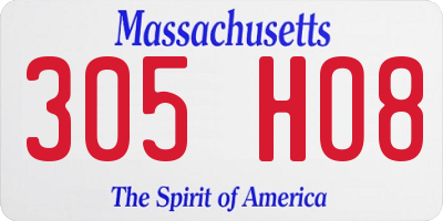 MA license plate 305HO8