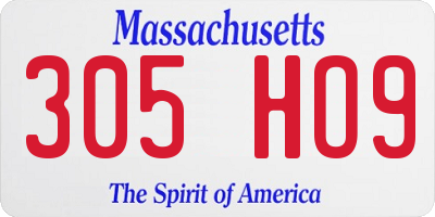 MA license plate 305HO9
