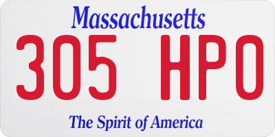 MA license plate 305HP0