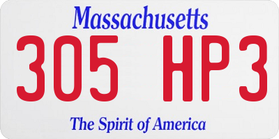 MA license plate 305HP3
