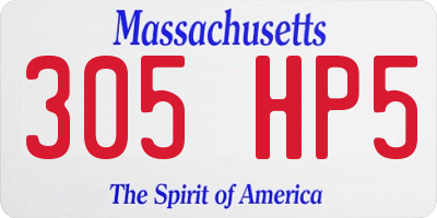 MA license plate 305HP5