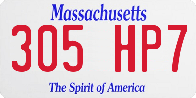 MA license plate 305HP7