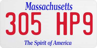 MA license plate 305HP9