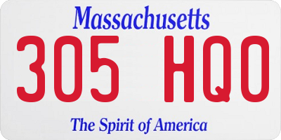 MA license plate 305HQ0
