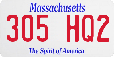 MA license plate 305HQ2