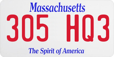 MA license plate 305HQ3