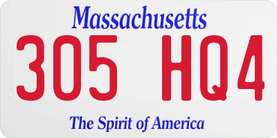 MA license plate 305HQ4