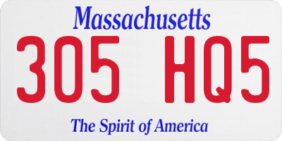 MA license plate 305HQ5