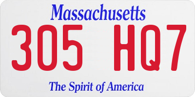 MA license plate 305HQ7