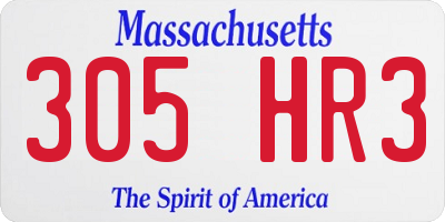 MA license plate 305HR3