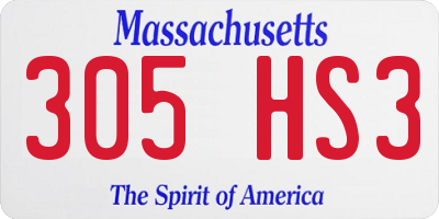 MA license plate 305HS3