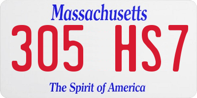 MA license plate 305HS7