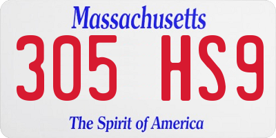 MA license plate 305HS9