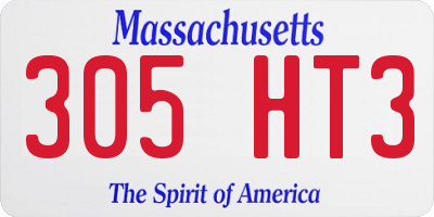 MA license plate 305HT3