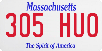 MA license plate 305HU0