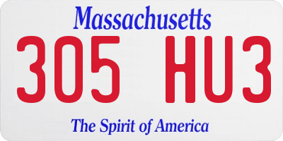MA license plate 305HU3