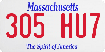 MA license plate 305HU7