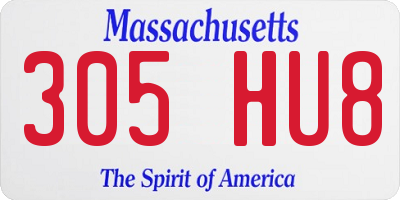 MA license plate 305HU8