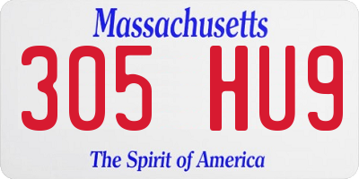 MA license plate 305HU9