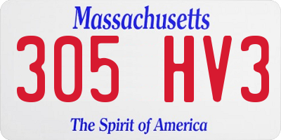 MA license plate 305HV3