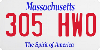 MA license plate 305HW0