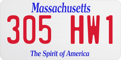 MA license plate 305HW1