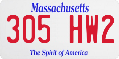 MA license plate 305HW2