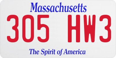 MA license plate 305HW3
