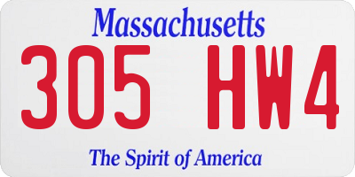 MA license plate 305HW4