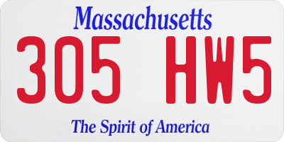 MA license plate 305HW5