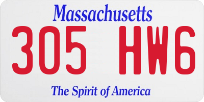 MA license plate 305HW6