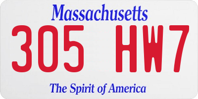 MA license plate 305HW7