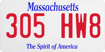 MA license plate 305HW8