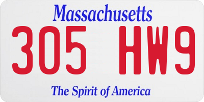 MA license plate 305HW9