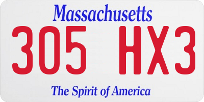 MA license plate 305HX3