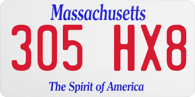 MA license plate 305HX8
