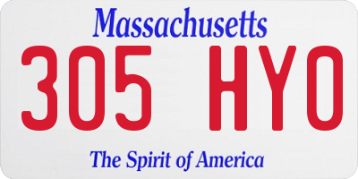 MA license plate 305HY0