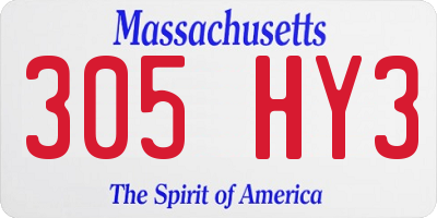 MA license plate 305HY3