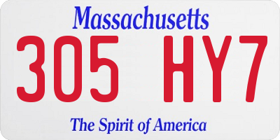 MA license plate 305HY7