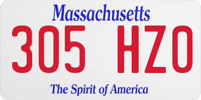 MA license plate 305HZ0