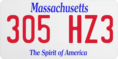 MA license plate 305HZ3