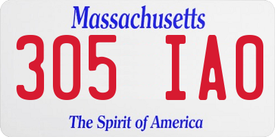MA license plate 305IA0