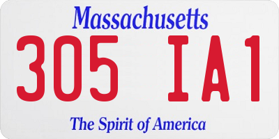 MA license plate 305IA1