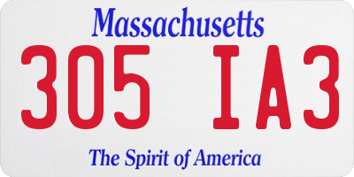 MA license plate 305IA3