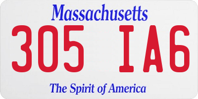 MA license plate 305IA6